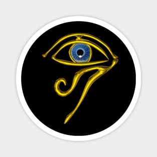 BLUE TALISMAN / GOLD HORUS EYE  IN BLACK Egyptian Divinity Magnet